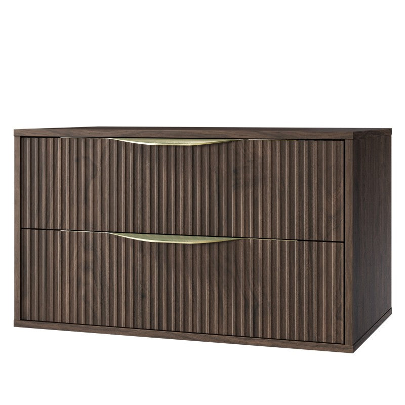 Dulap pentru lavoar pe blat Avila 2.0, 80 cm, canelat, mânere aurii, nuc Villa