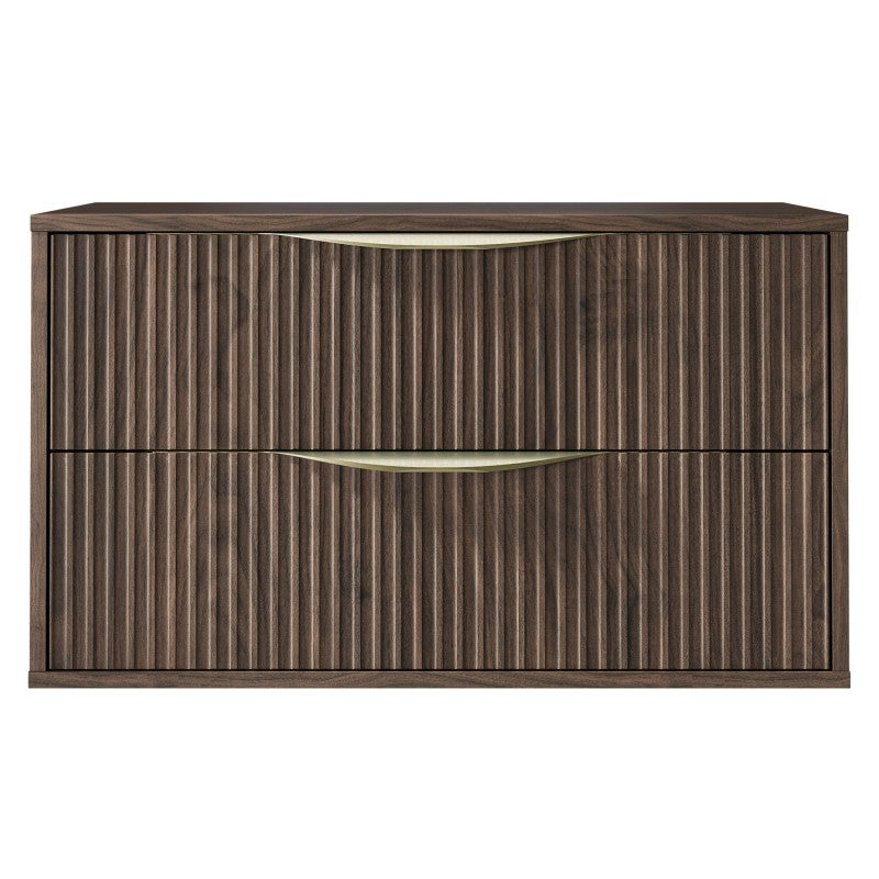 Dulap pentru lavoar pe blat Avila 2.0, 80 cm, canelat, mânere aurii, nuc Villa