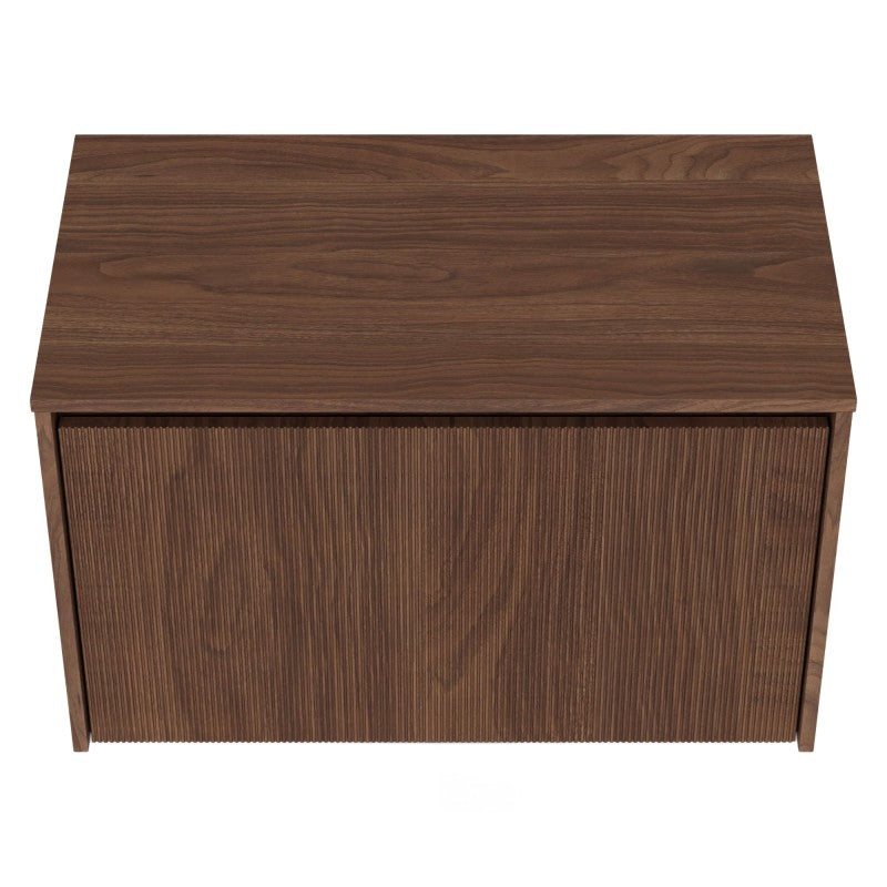Dulap pentru lavoar pe blat Pezzo, 80 cm, nuc, canelat