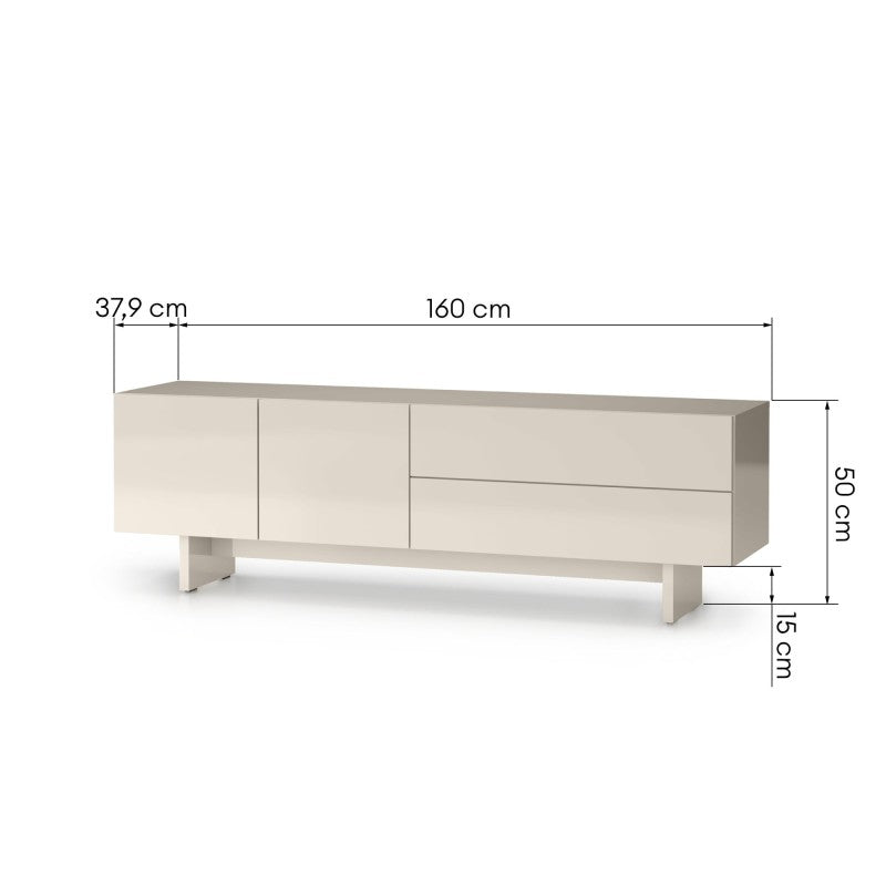 Comodă TV Glim, 160 cm, cașmir, lucioasă