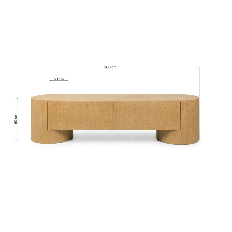 Comodă TV Aspen, cu sertare, 200 cm, stejar natur