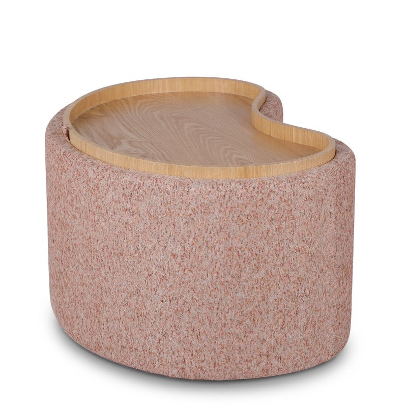 Set de 2 pufuri Pino, cu spațiu de depozitare, roz pal/maro/vișiniu