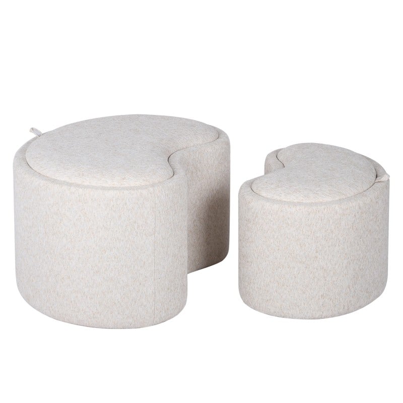 Set de 2 pufuri Pino, cu spațiu de depozitare, crem și bej