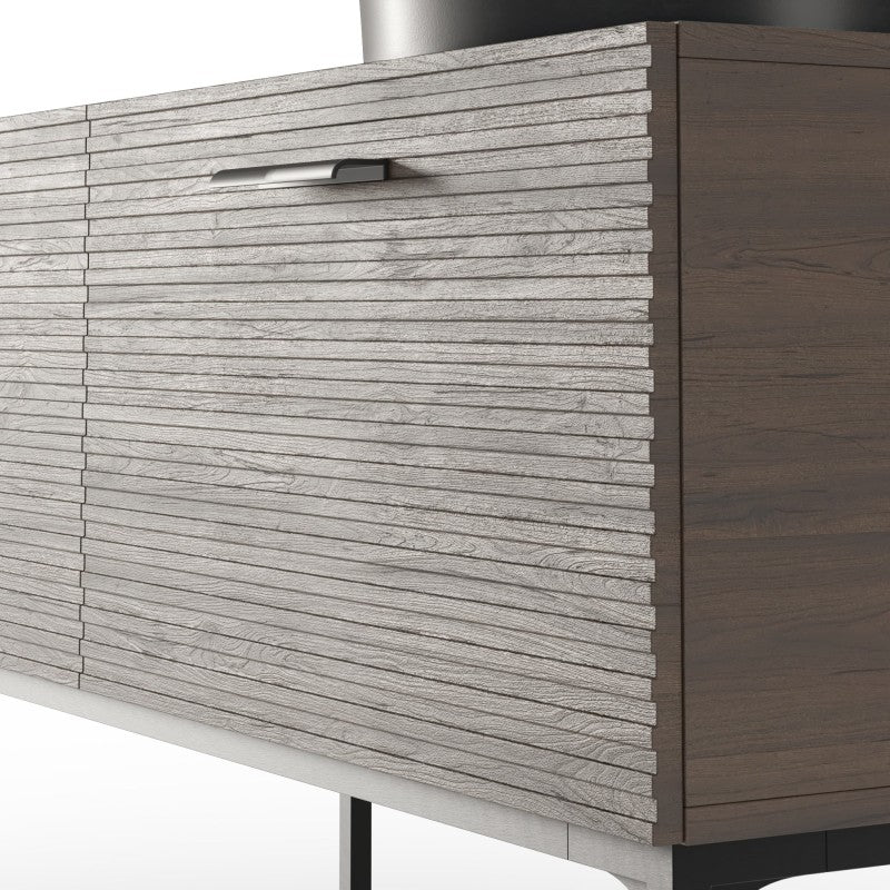 Set dulap cu lavoar La Purete, 120 cm, canelat, nuc/negru
