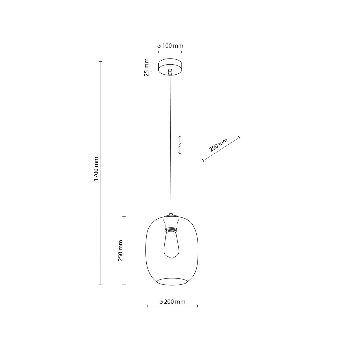Lampă suspendată TK Lighting Elio, grafit, 5971