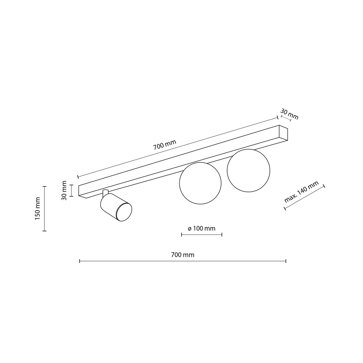 Șină de tavan TK Lighting 3, 10001