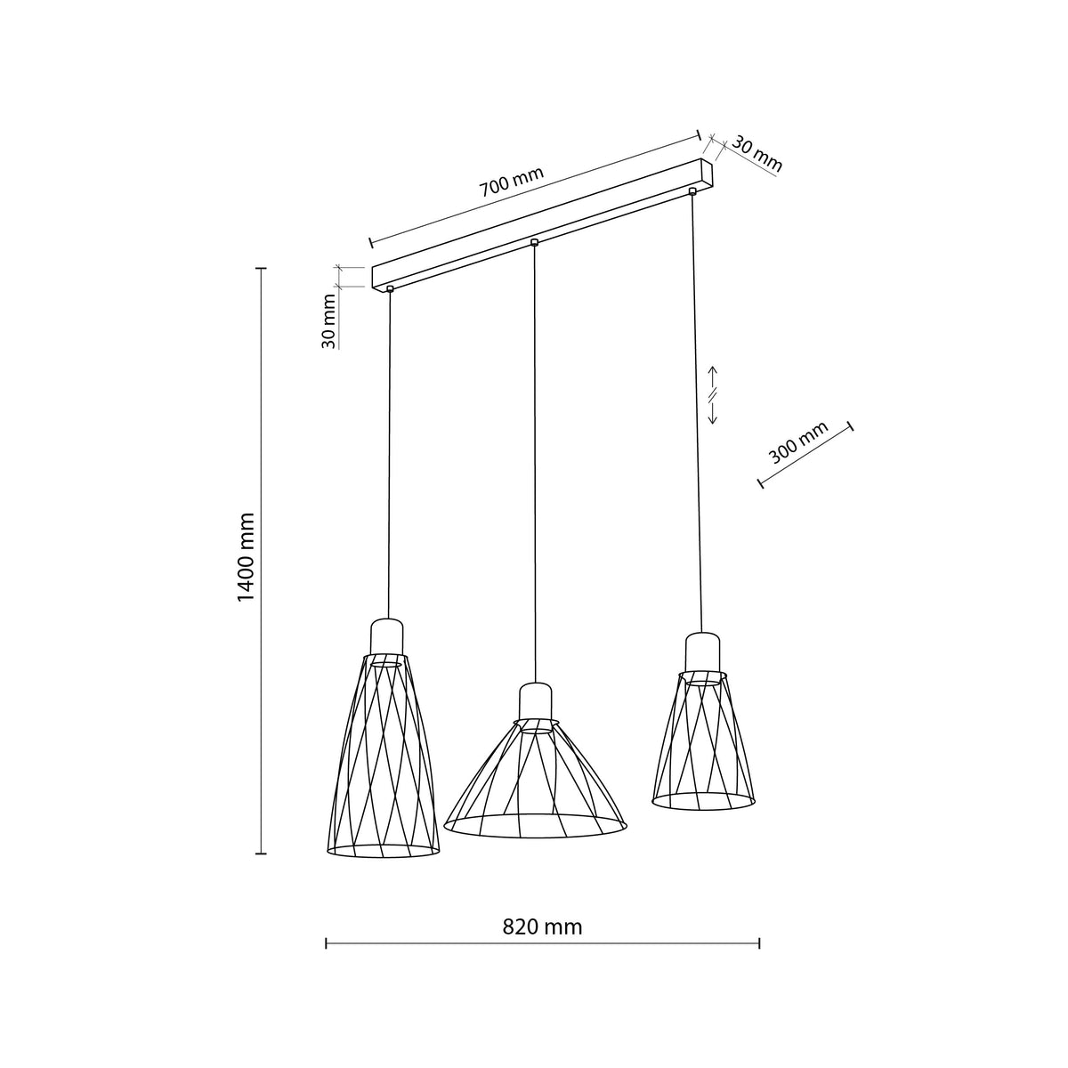 Lampadar suspendată Modesto Wood 3 10158 TK 10158