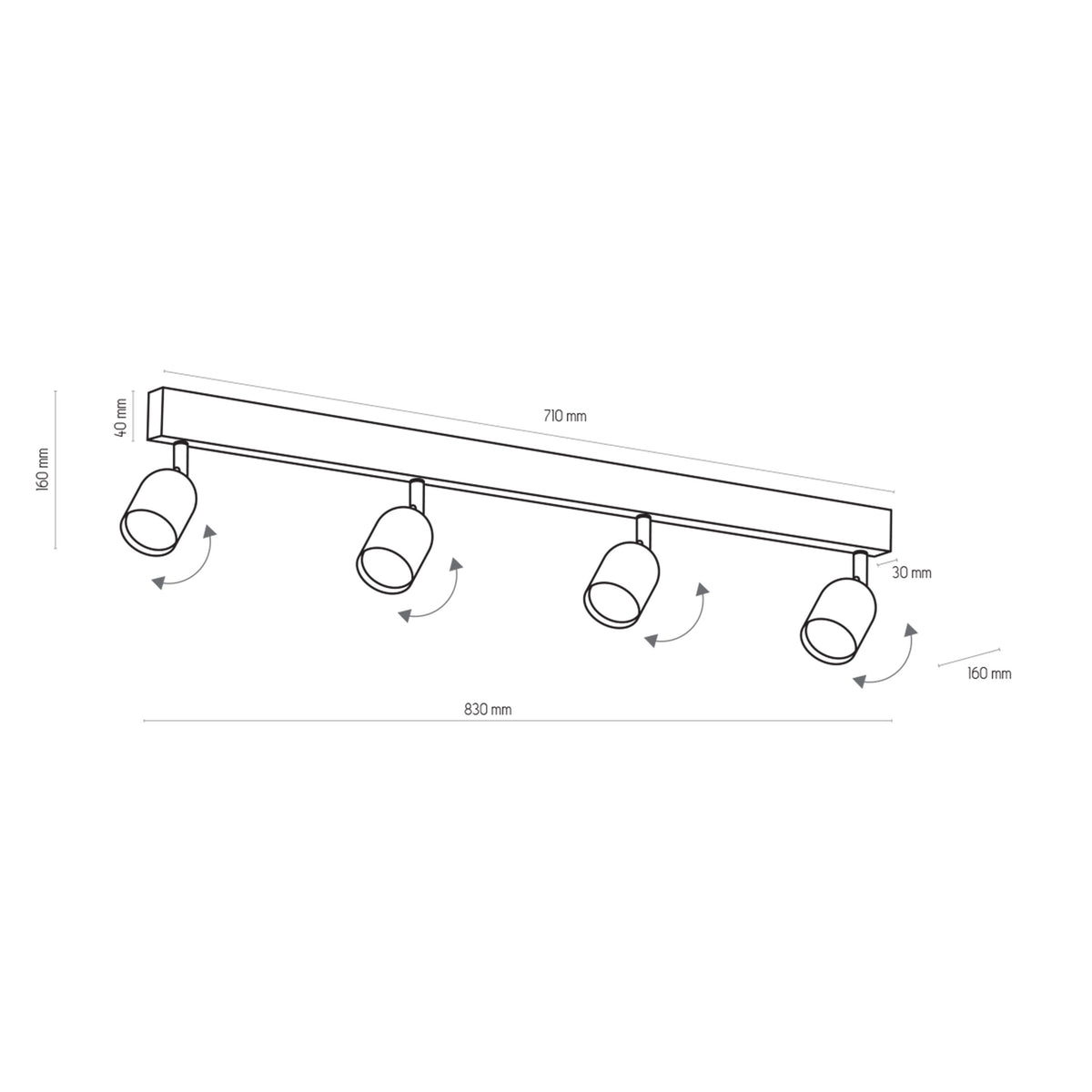 Aplică TK Lighting Top 4, negru, auriu, 4 x GU10, 1021