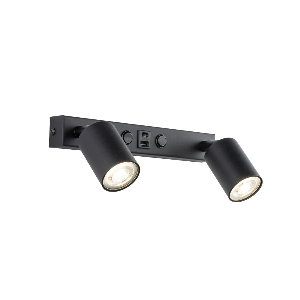 Aplică TK Lighting Top, negru, 2 USB, 10277