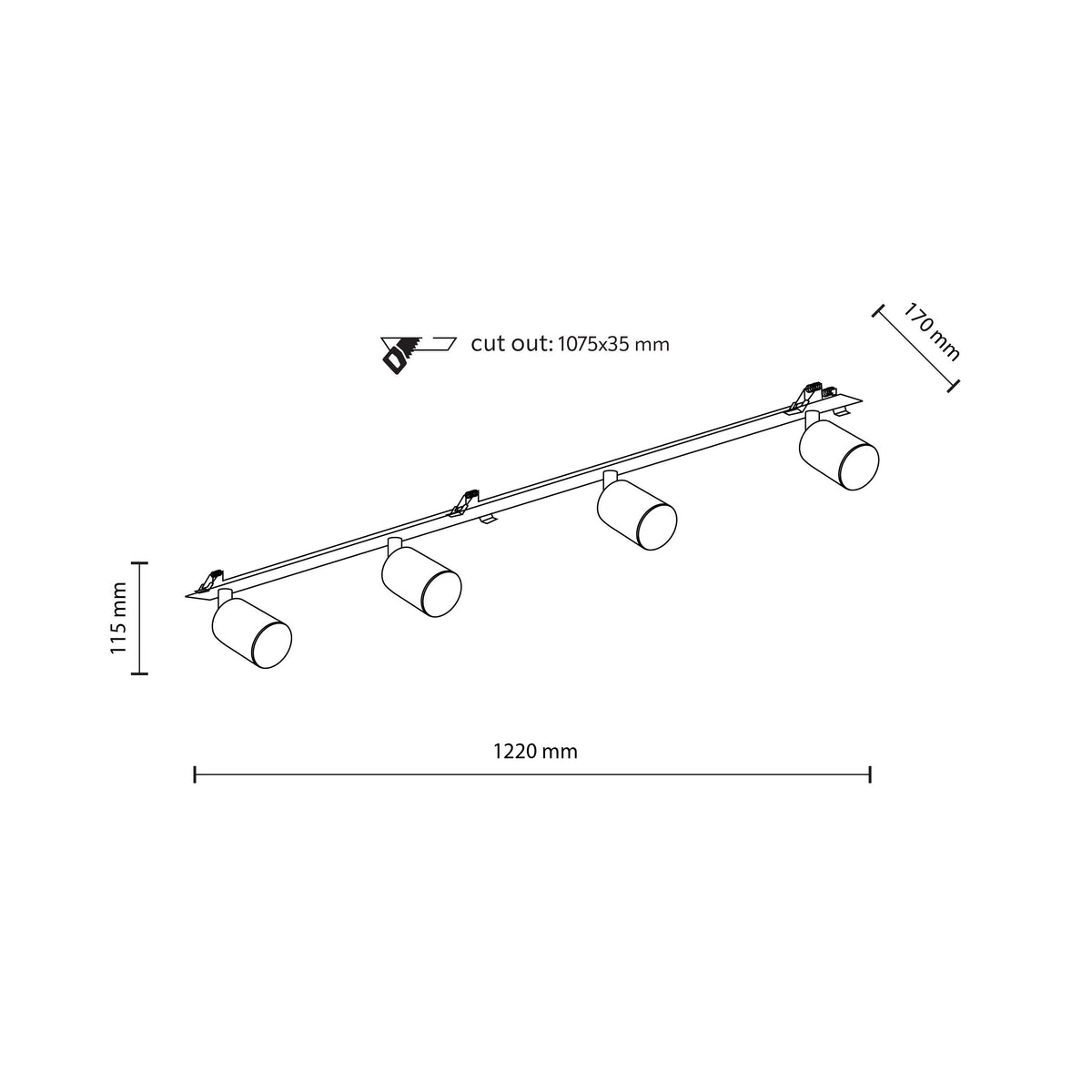 Spot încastrat TK Lighting Nex, alb, 4 x GU10, 10805