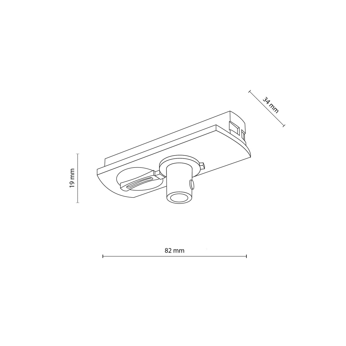 Conector pentru șină TK Lighting Tracer 1L Adapter Slim Hamulcem, negru, 11030