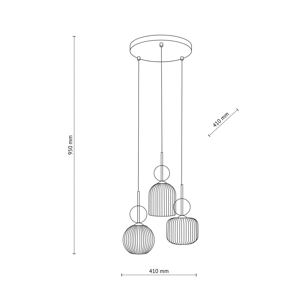 Lustră TK Lighting Sophia, coniac, 3 x E14, 11041
