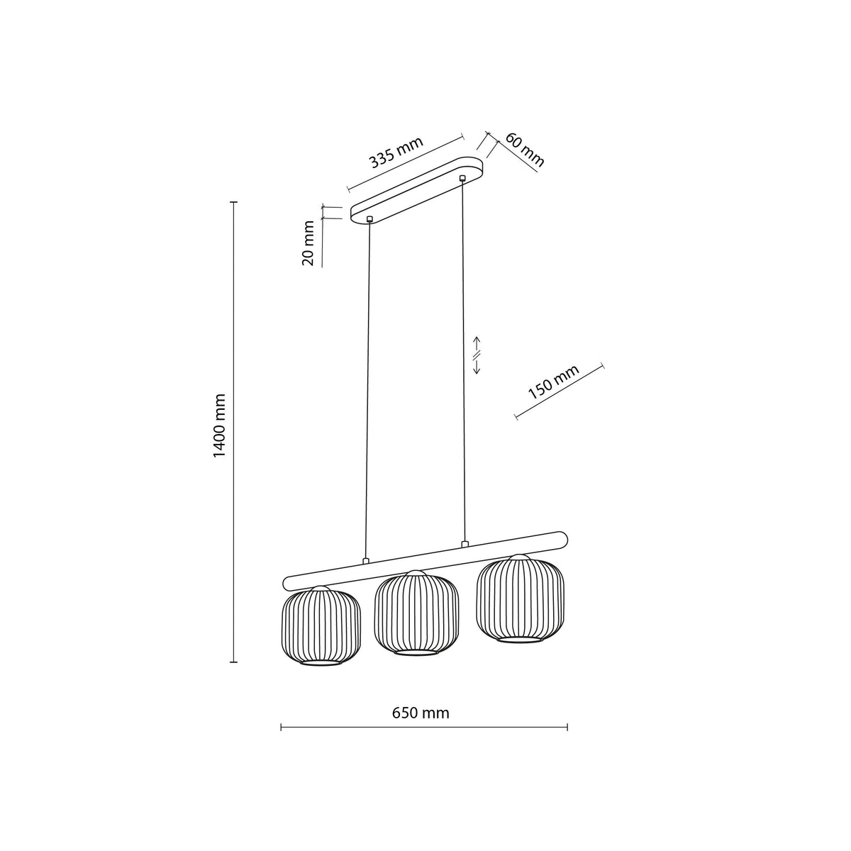 Lustră TK Lighting Salvia, maro, 3 x E14, 11069