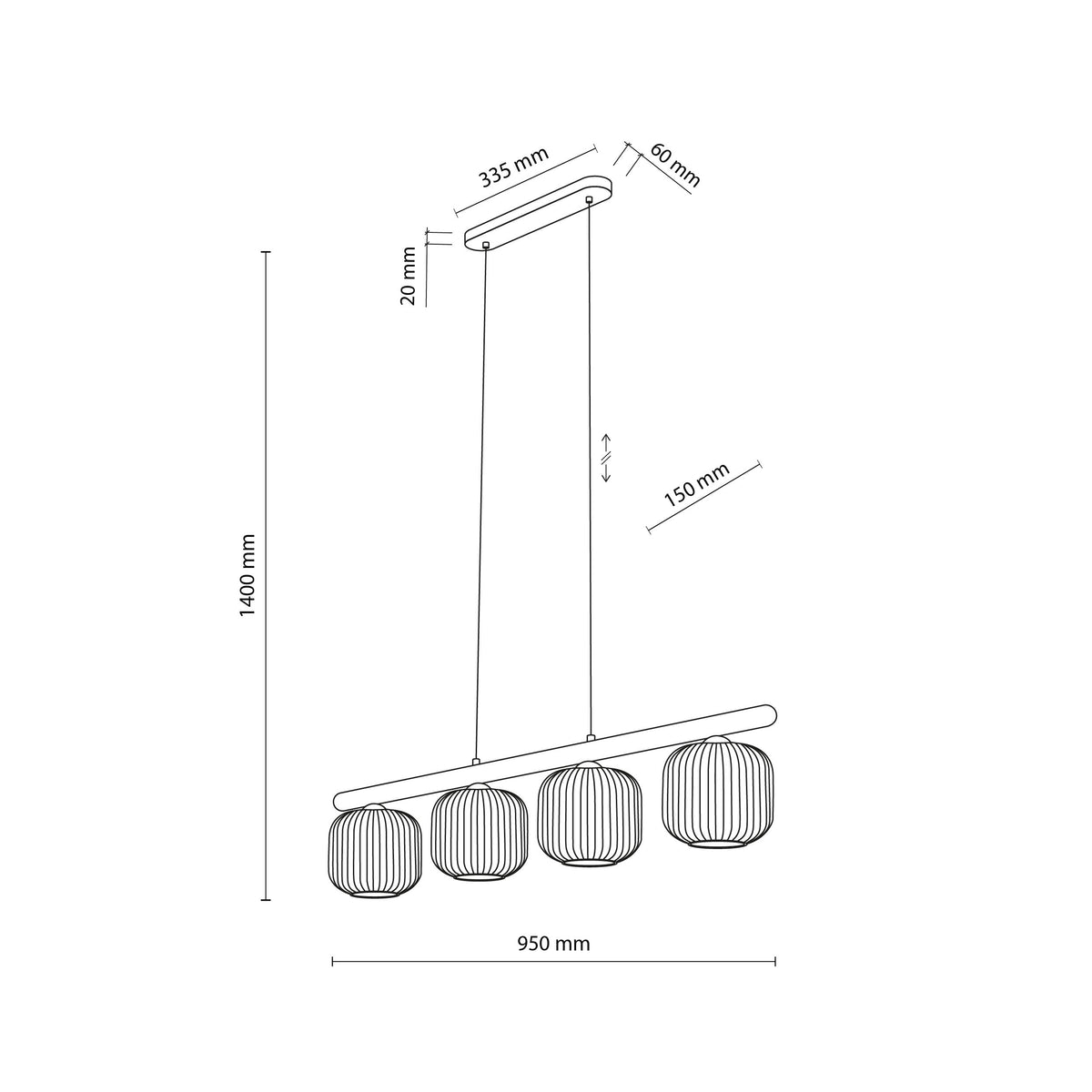 Lustră TK Lighting Salvia, maro, 4 x E14, 11070