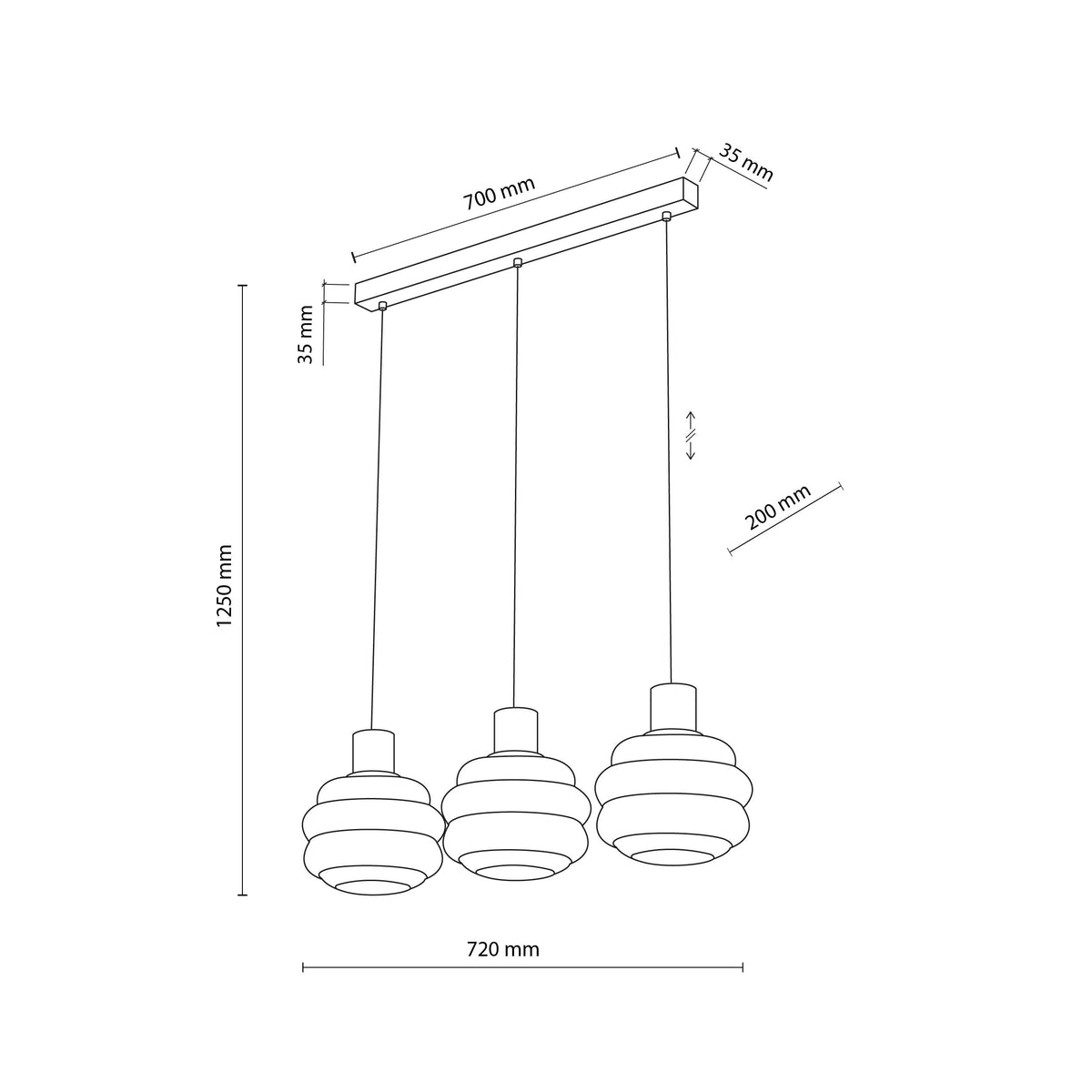 Lustră TK Lighting Melia, 3 x E27, 11091