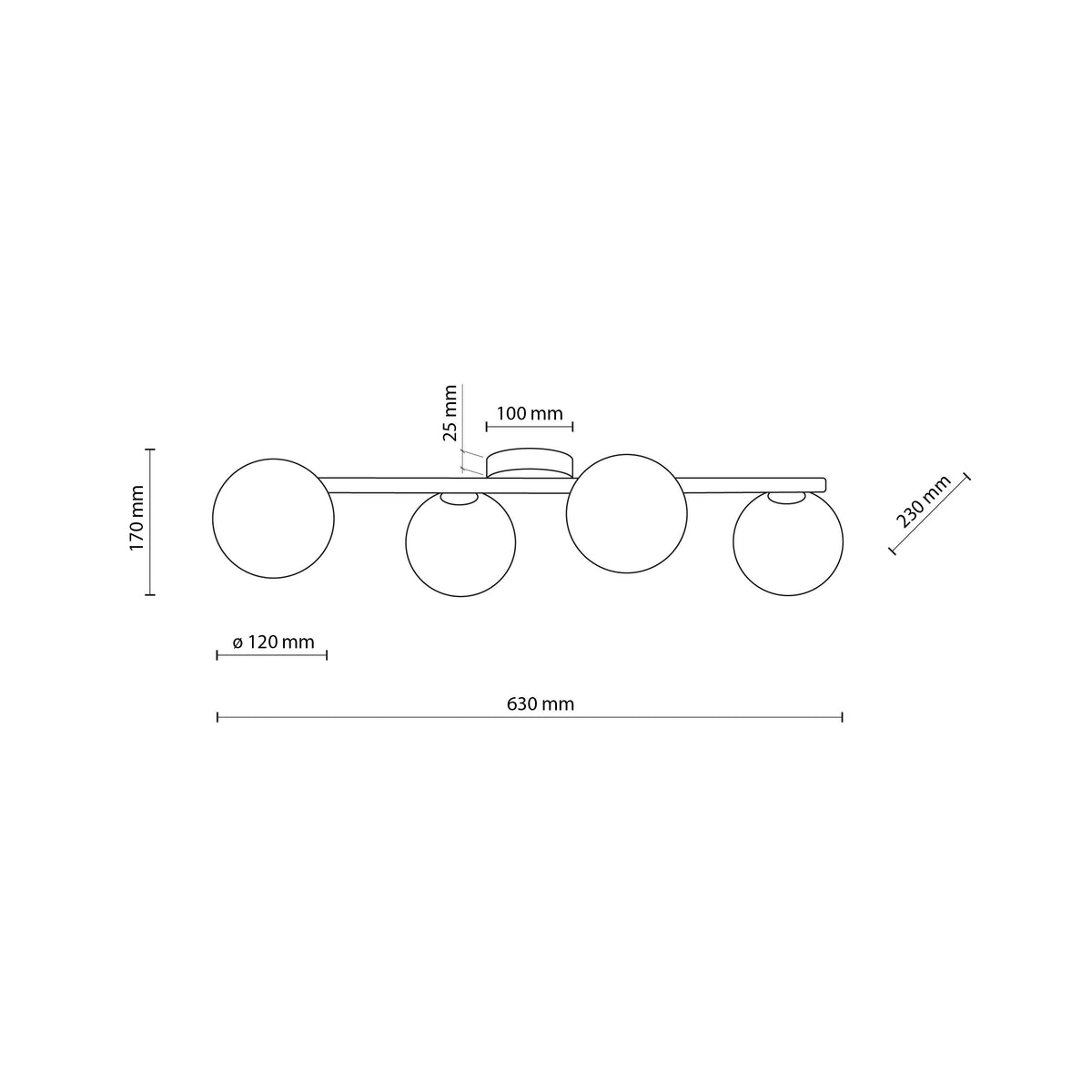 Plafonieră TK Lighting Estera, lemn, nuc, chihlimbar, 4 x G9, 11094