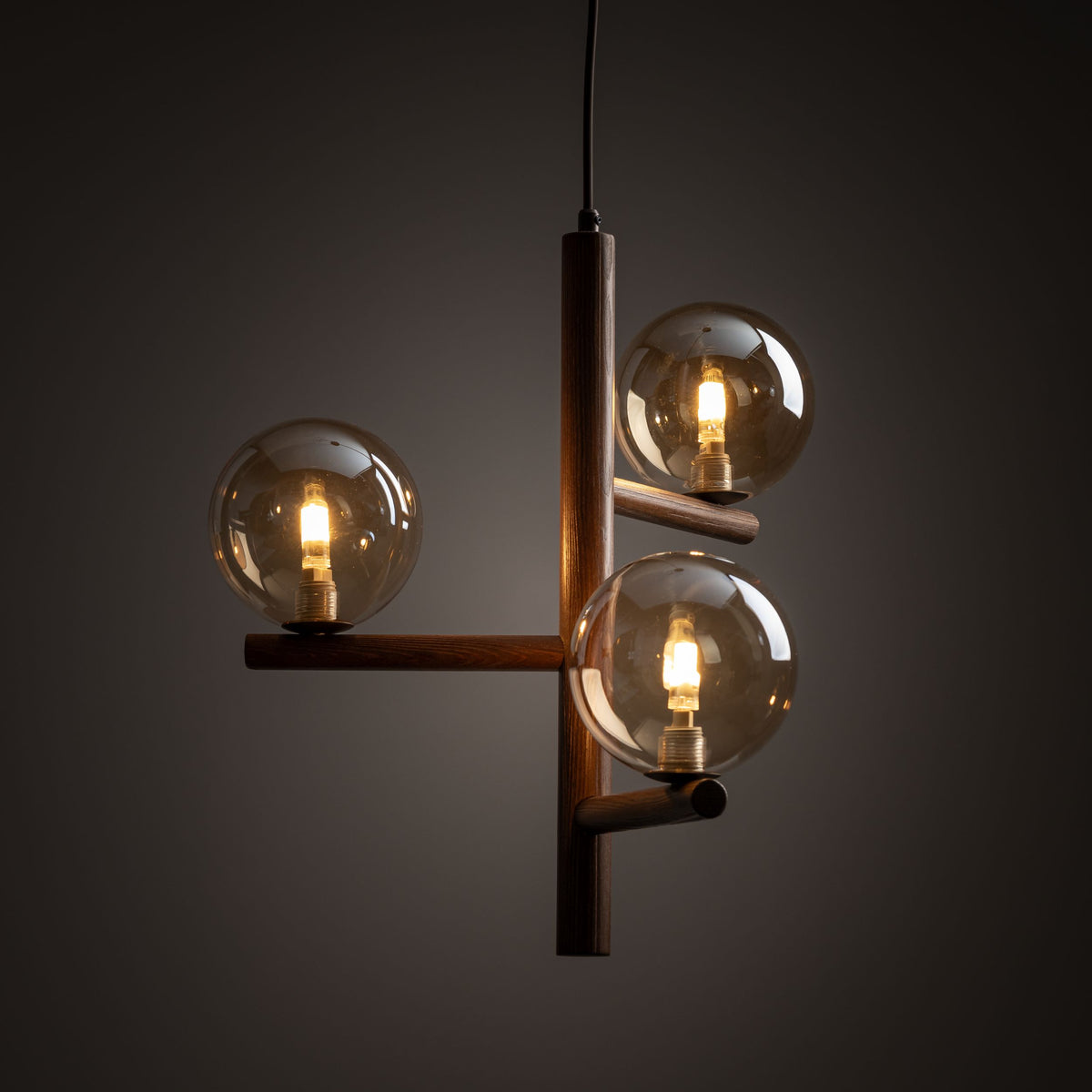 Lustră TK Lighting Estera, lemn, nuc, chihlimbar, 3 x G9, 11095