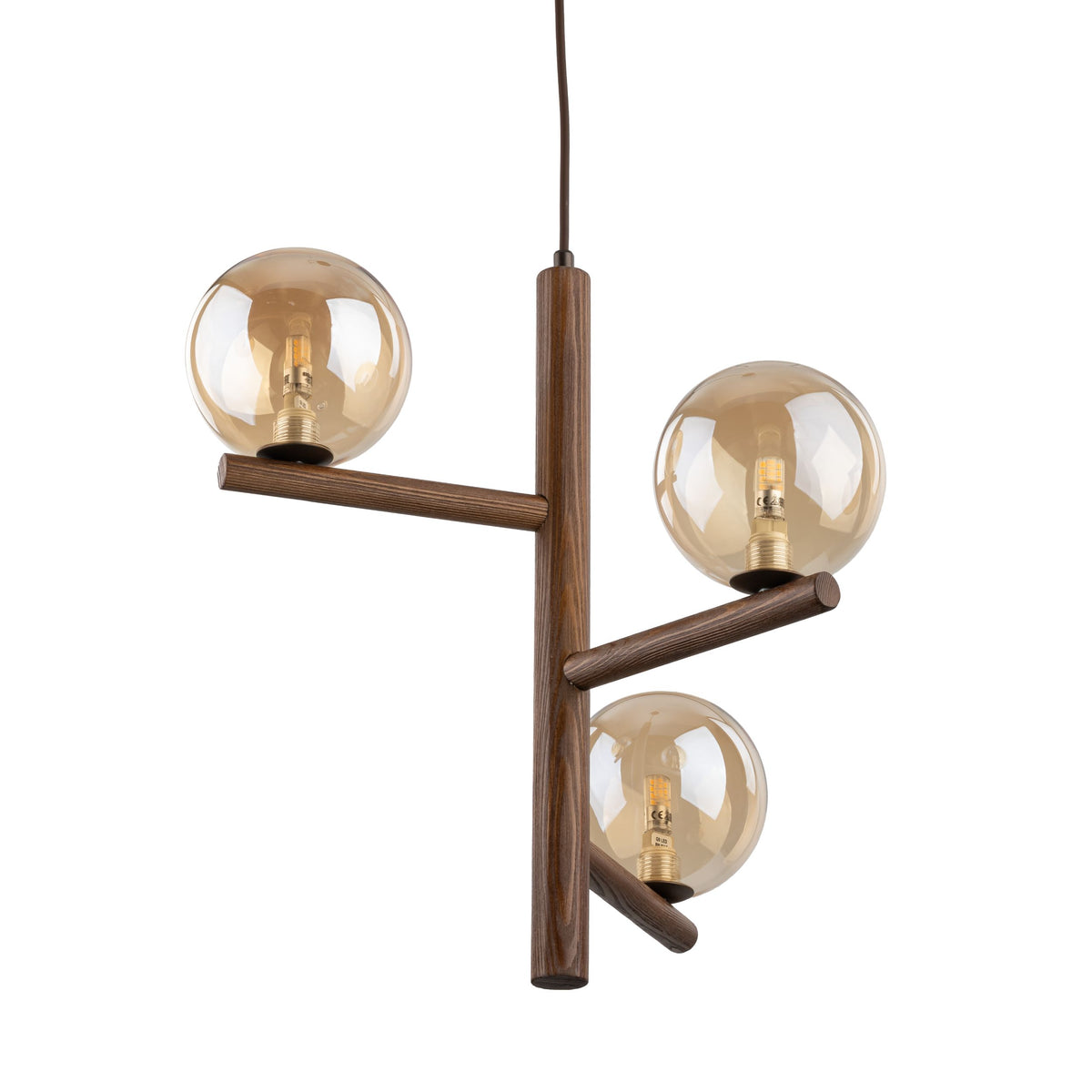 Lustră TK Lighting Estera, lemn, nuc, chihlimbar, 3 x G9, 11095