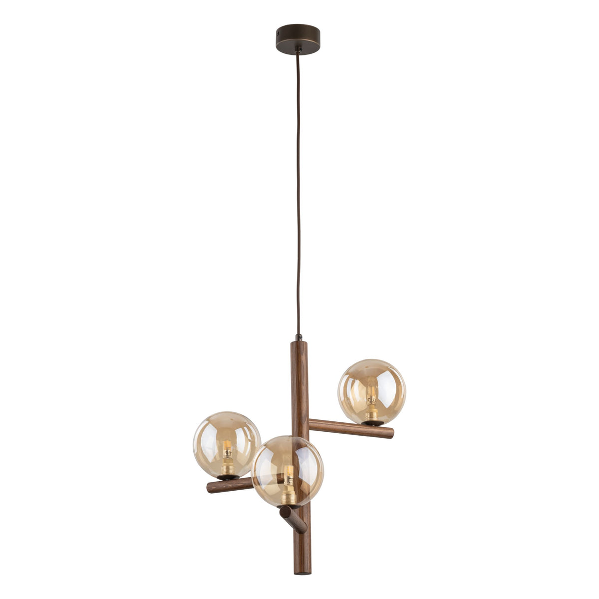 Lustră TK Lighting Estera, lemn, nuc, chihlimbar, 3 x G9, 11095