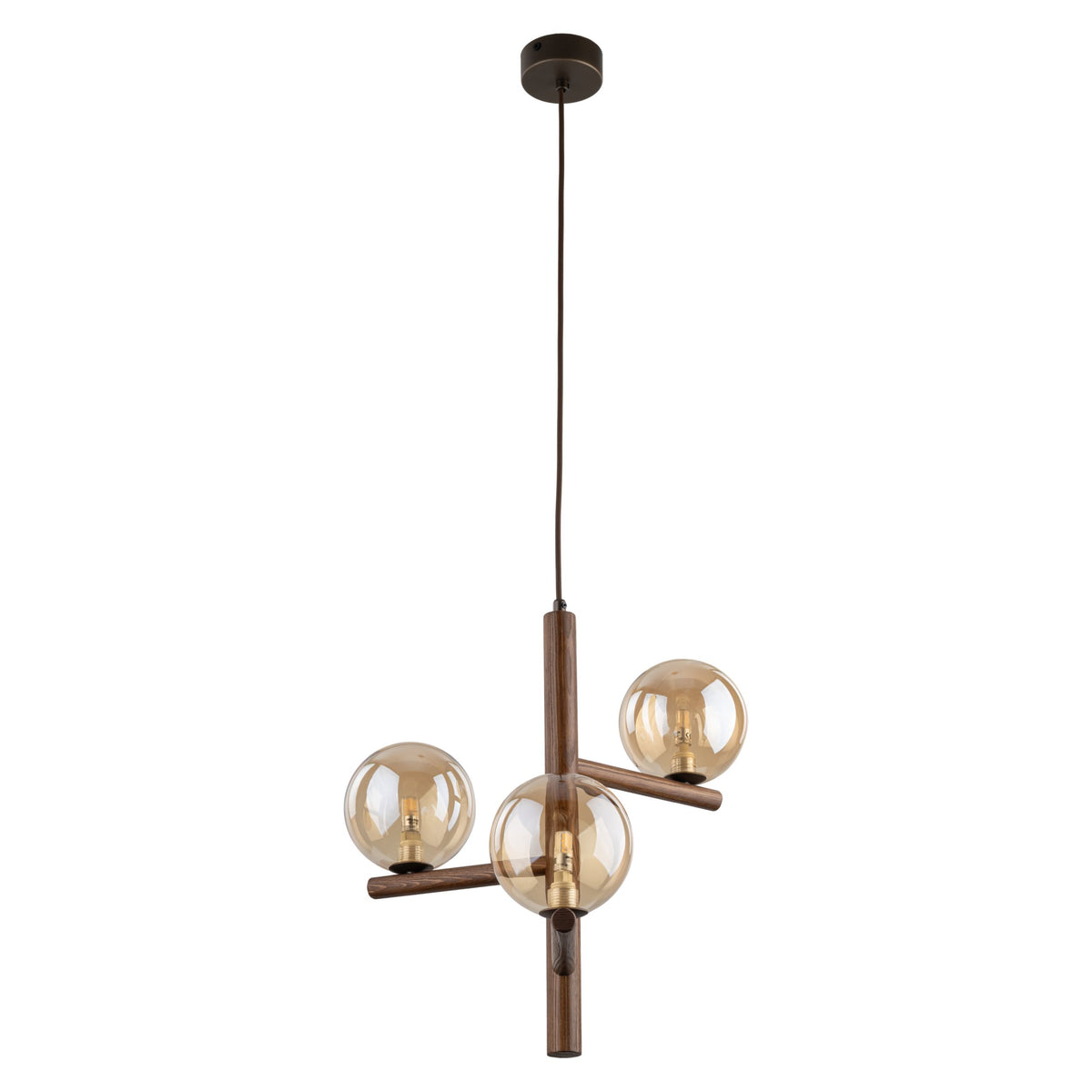 Lustră TK Lighting Estera, lemn, nuc, chihlimbar, 3 x G9, 11095