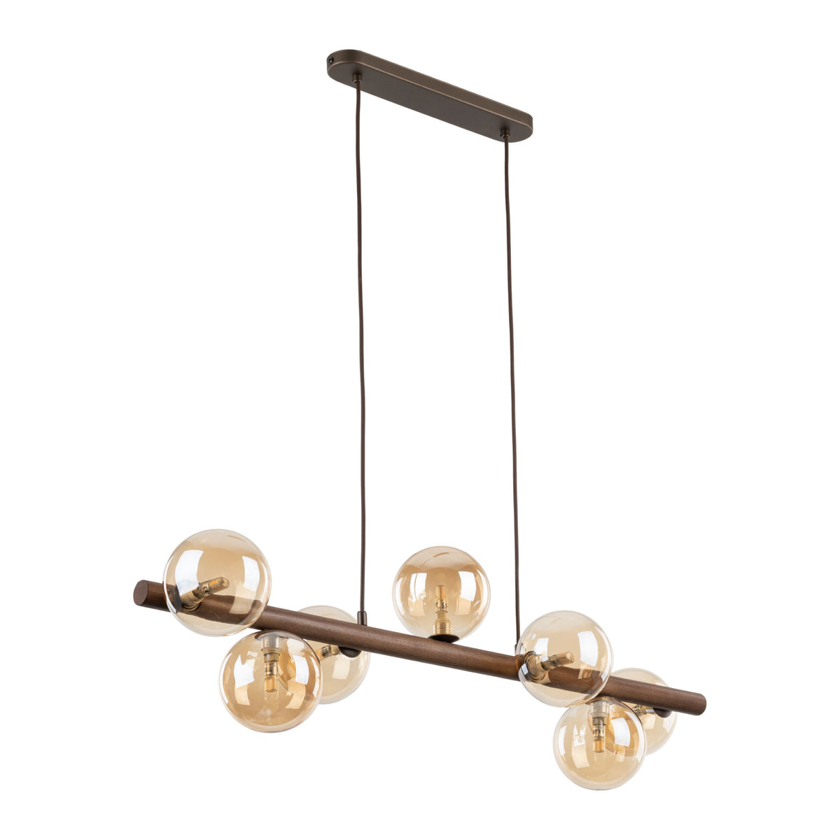 Lustră TK Lighting Estera, lemn, nuc, chihlimbar, 7 x G9, 11096