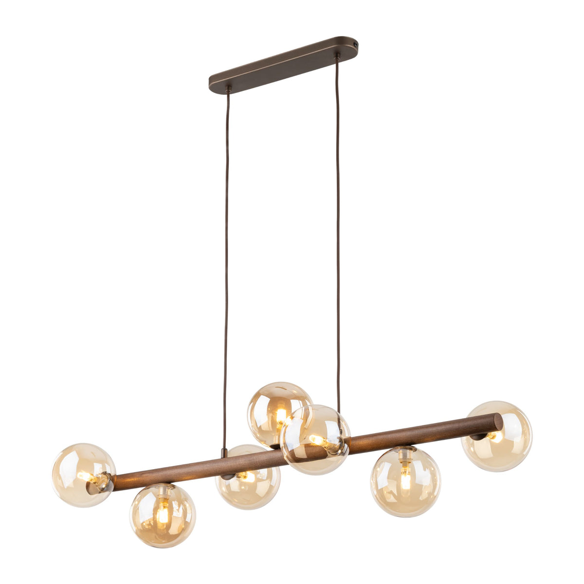 Lustră TK Lighting Estera, lemn, nuc, chihlimbar, 7 x G9, 11096