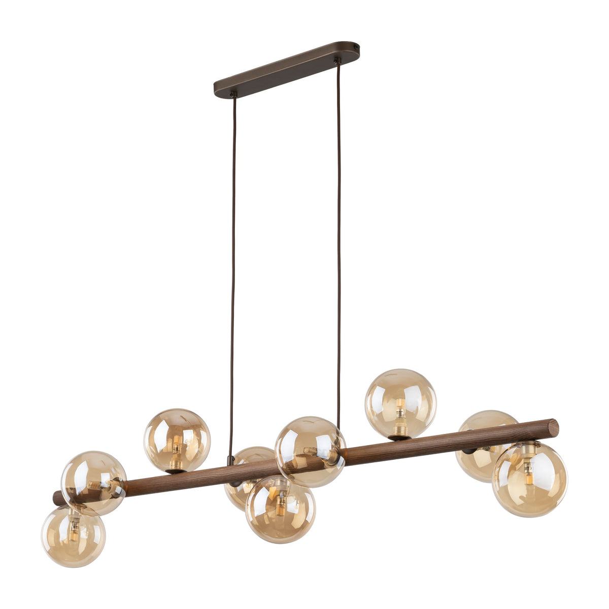 Lustră TK Lighting Estera, lemn, nuc, chihlimbar, 9 x G9, 11097