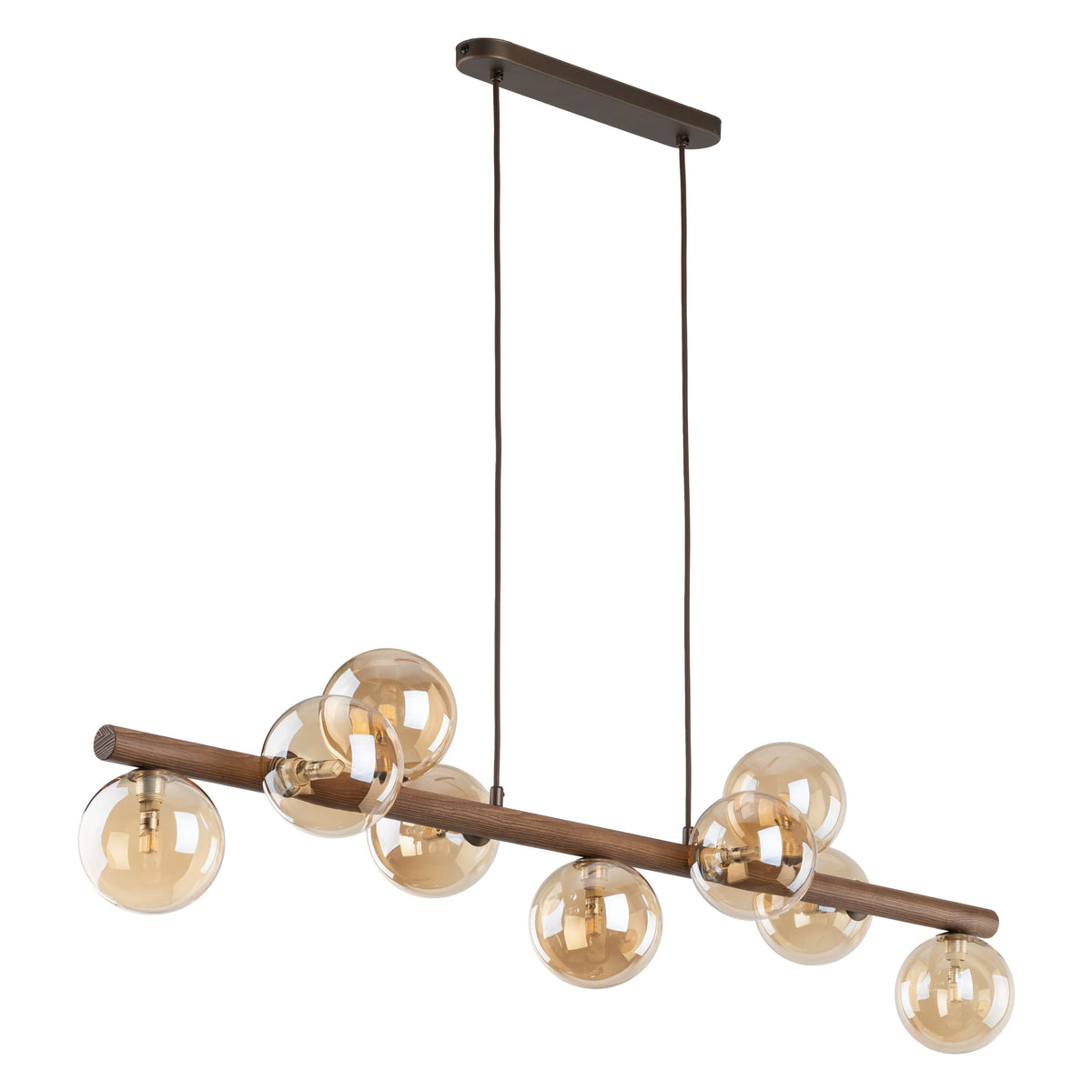 Lustră TK Lighting Estera, lemn, nuc, chihlimbar, 9 x G9, 11097