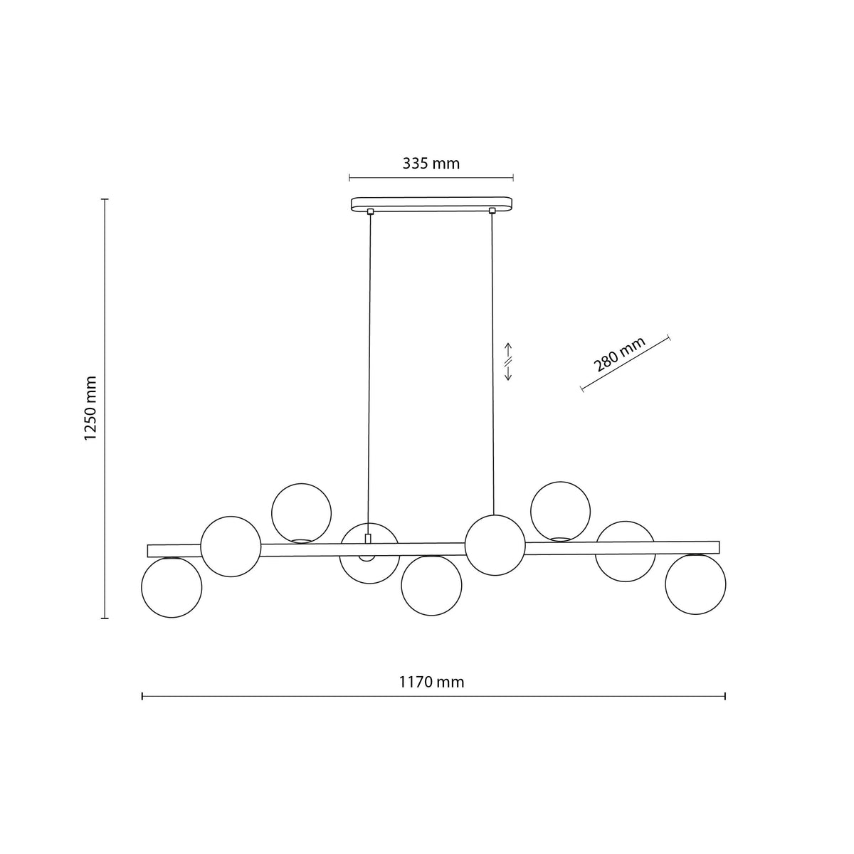 Lustră TK Lighting Estera, lemn, nuc, chihlimbar, 9 x G9, 11097
