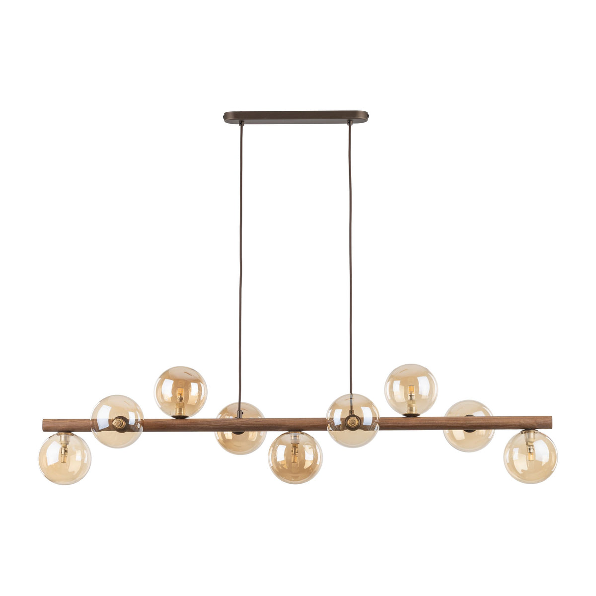Lustră TK Lighting Estera, lemn, nuc, chihlimbar, 9 x G9, 11097