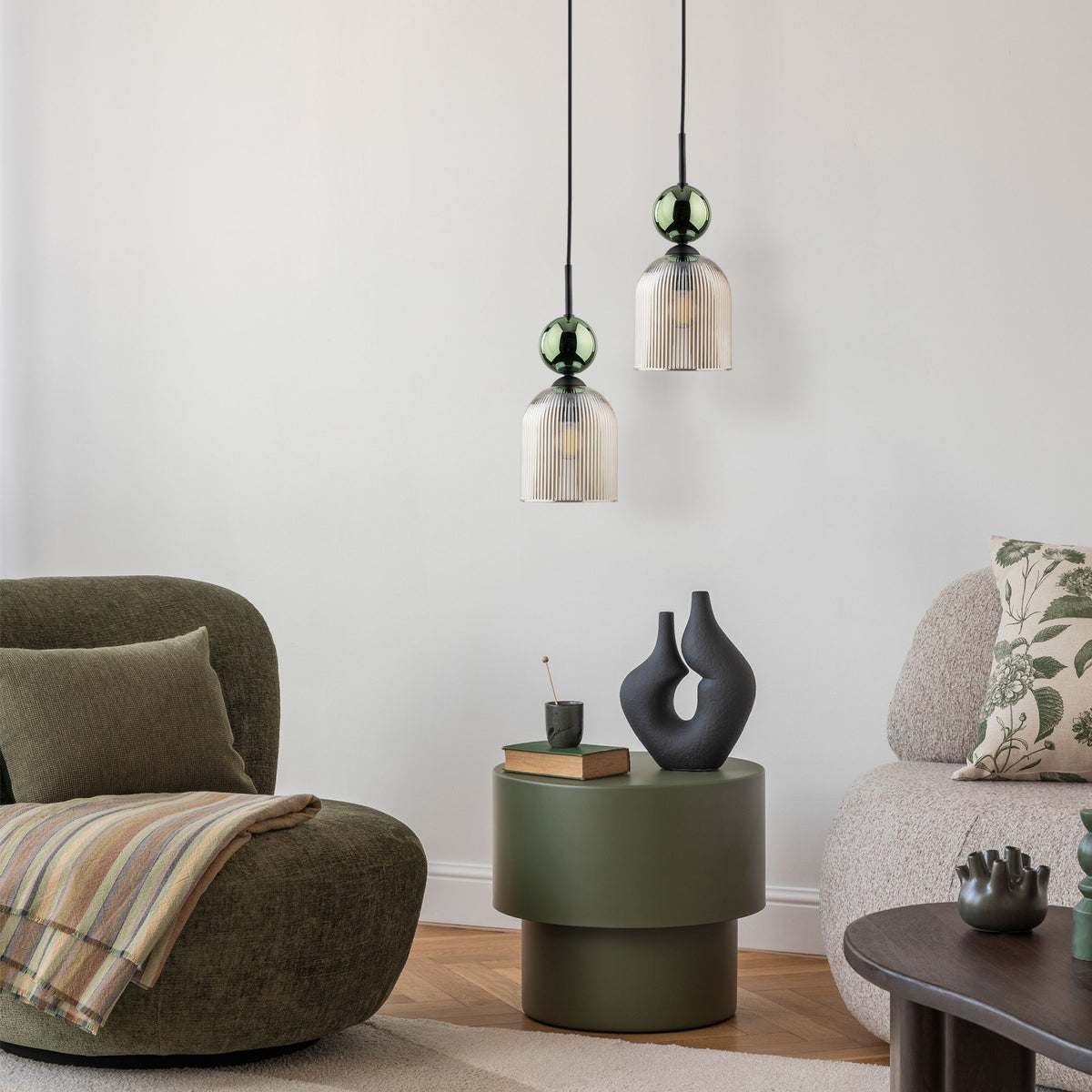 Pendul TK Lighting Sophia, verde, coniac, 11146