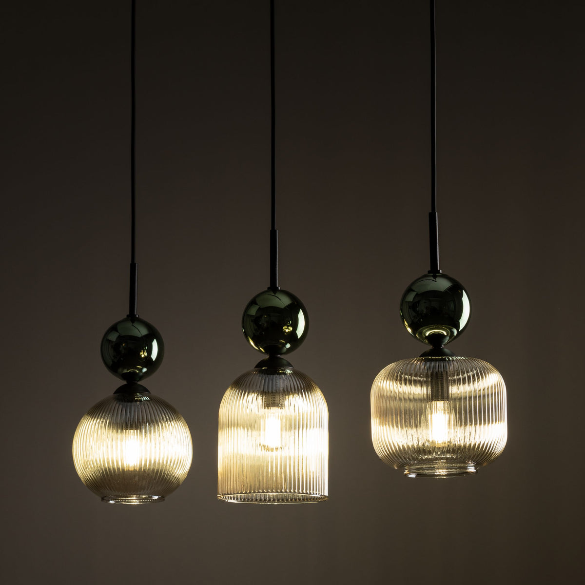 Lustră TK Lighting Sophia, verde, coniac, 3 x E14, 11147