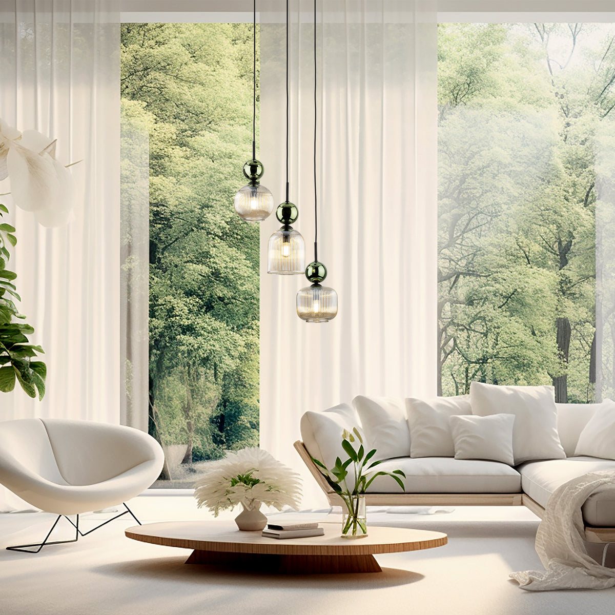 Lustră TK Lighting Sophia, verde, coniac, 3 x E14, 11148