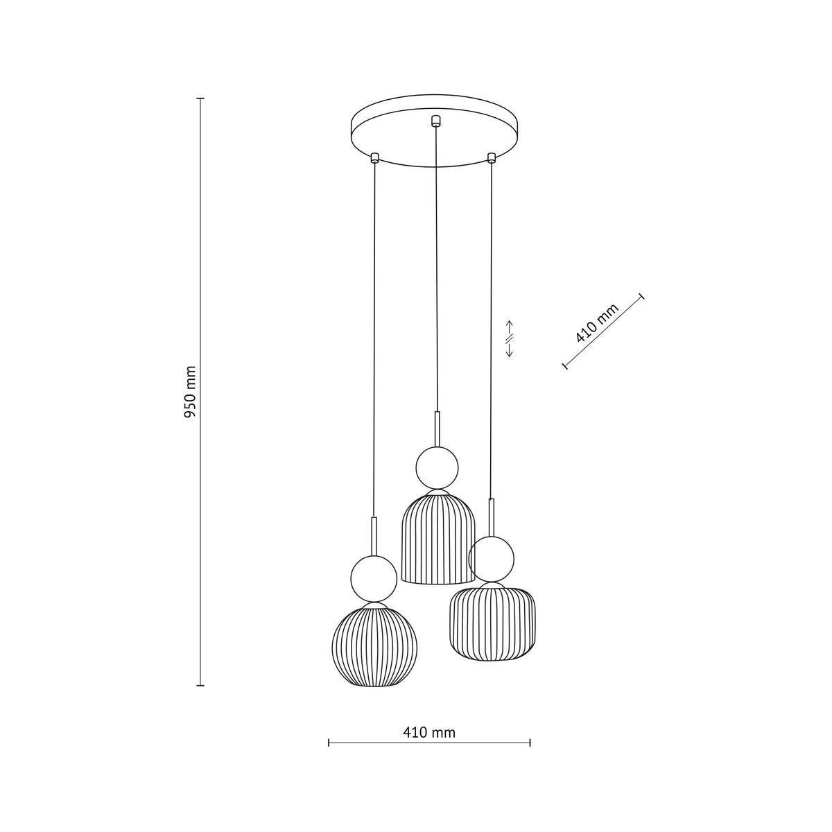 Lustră TK Lighting Sophia, verde, coniac, 3 x E14, 11148