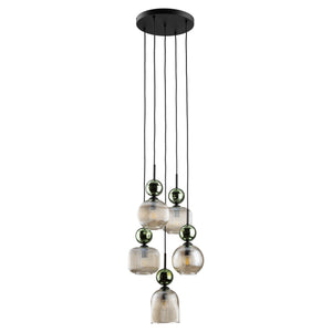 Lustră TK Lighting Sophia, verde, coniac, 5 x E14, 11149
