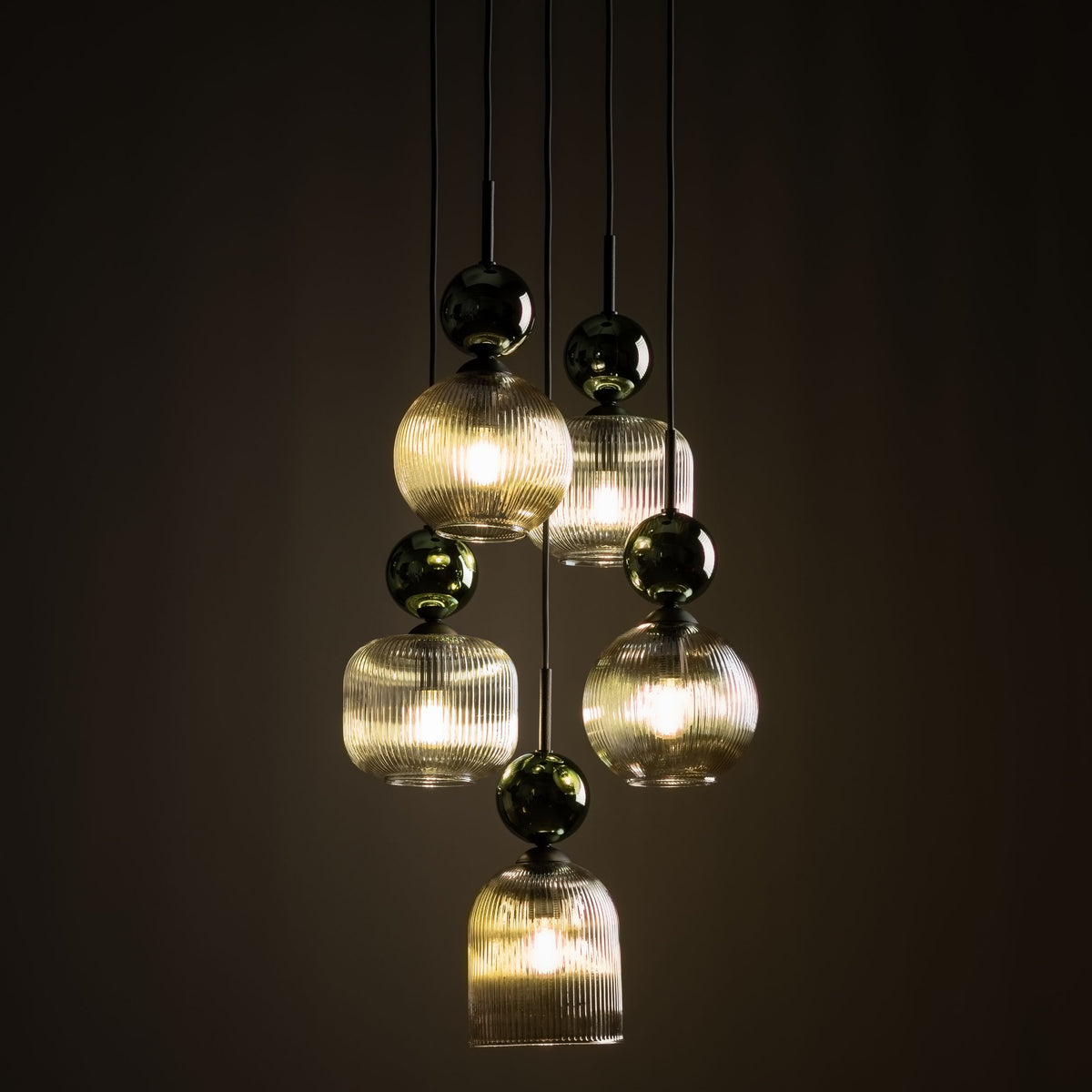 Lustră TK Lighting Sophia, verde, coniac, 5 x E14, 11149