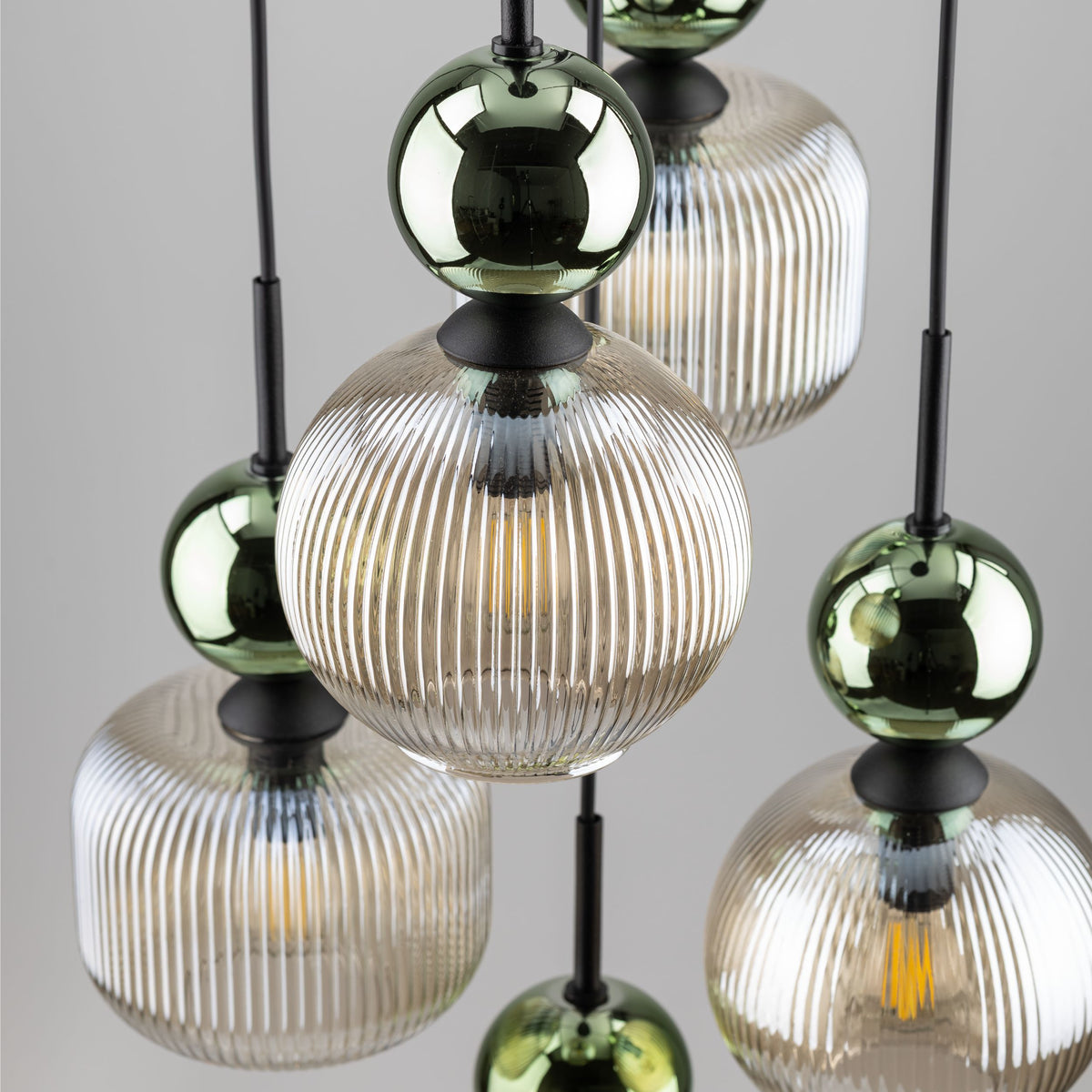 Lustră TK Lighting Sophia, verde, coniac, 5 x E14, 11149