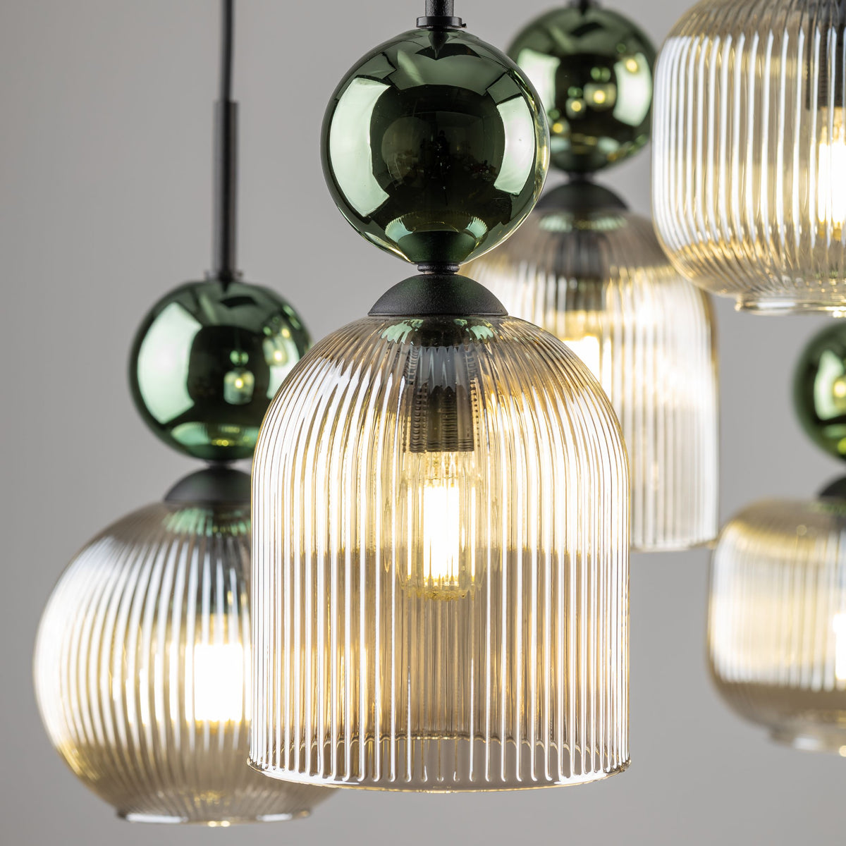 Lustră TK Lighting Sophia, verde, coniac, 6 x E14, 11150