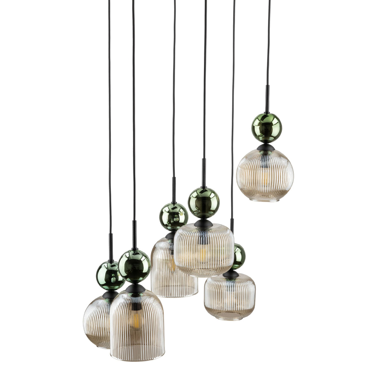 Lustră TK Lighting Sophia, verde, coniac, 6 x E14, 11150