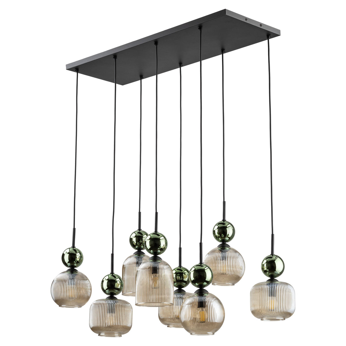 Lustră TK Lighting Sophia, verde, coniac, 8 x E14, 11151
