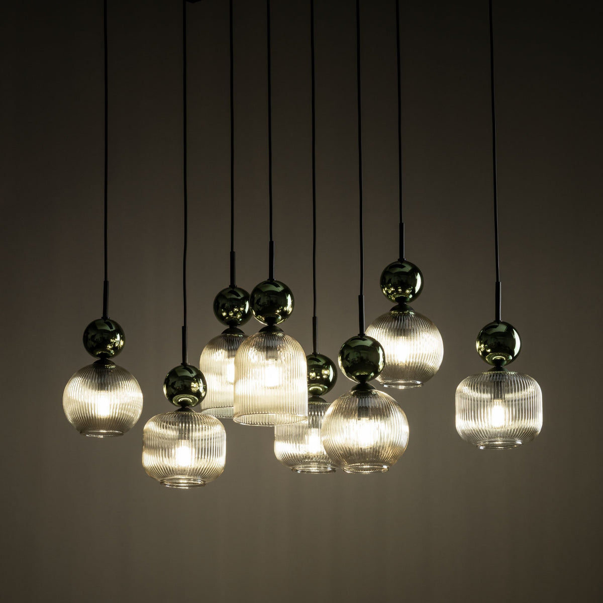 Lustră TK Lighting Sophia, verde, coniac, 8 x E14, 11151
