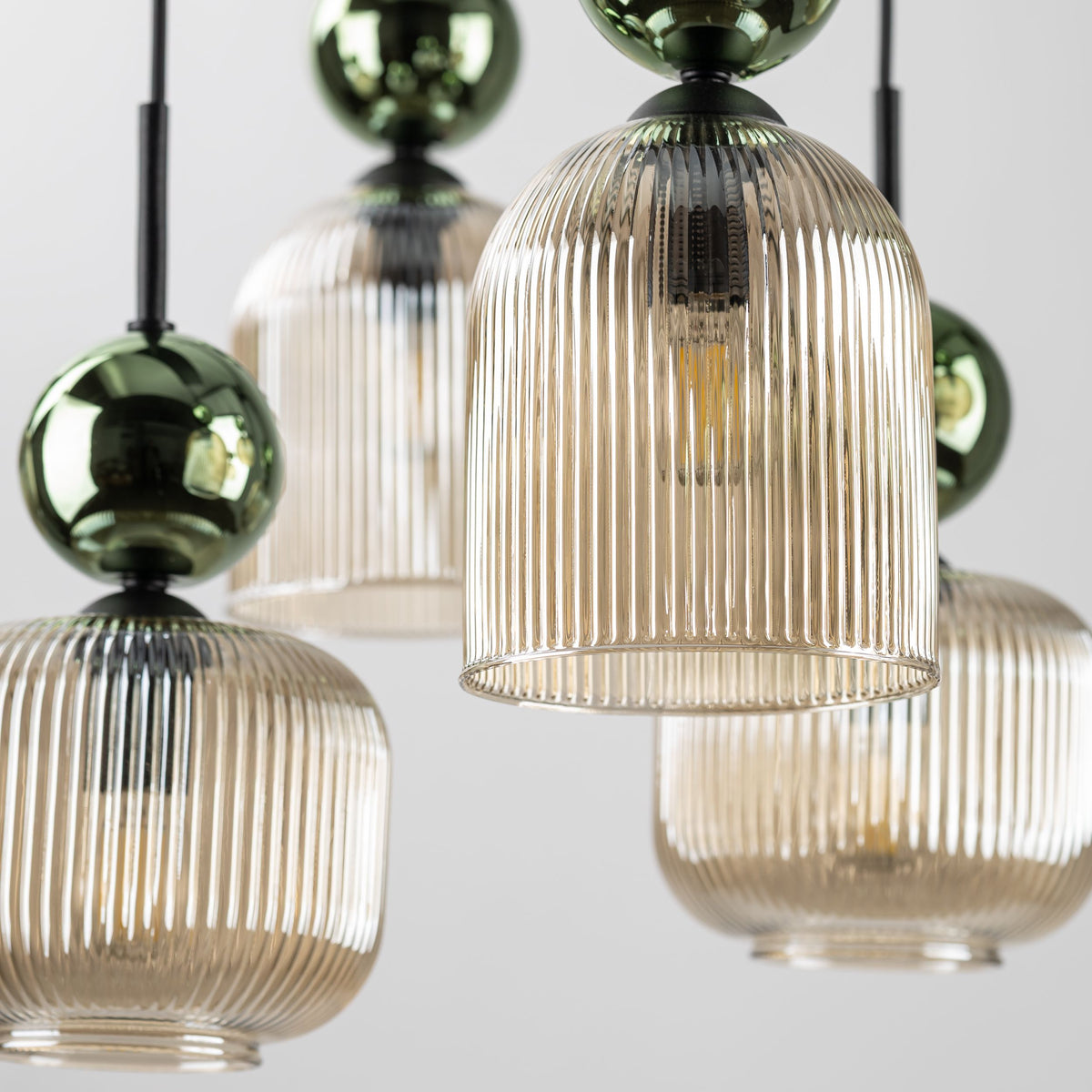 Lustră TK Lighting Sophia, verde, coniac, 8 x E14, 11151