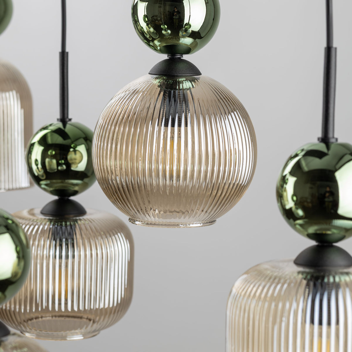 Lustră TK Lighting Sophia, verde, coniac, 8 x E14, 11151