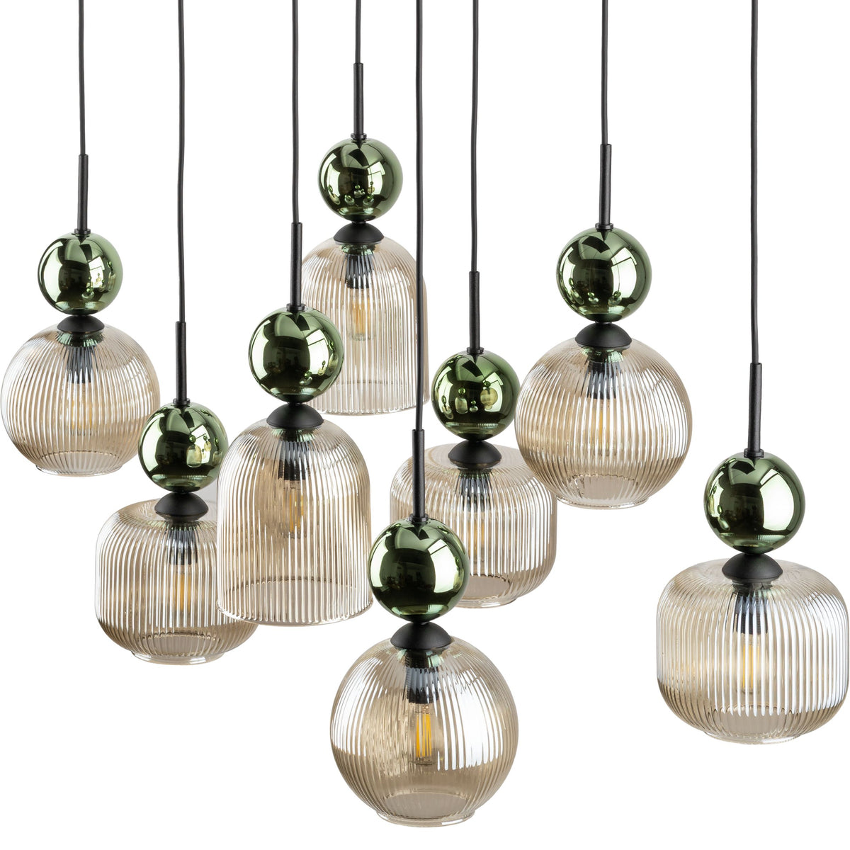 Lustră TK Lighting Sophia, verde, coniac, 8 x E14, 11151