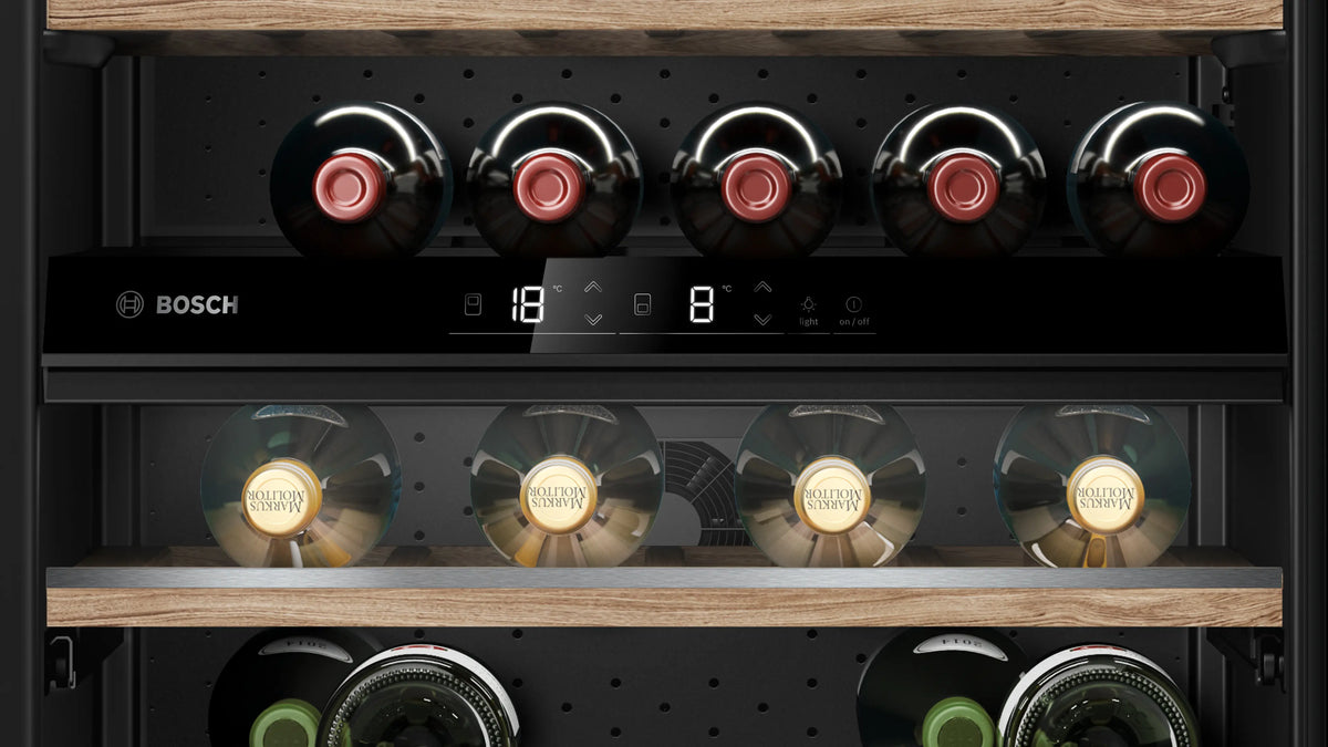 Răcitor de vin încorporabil Bosch KUW21AHG0, Seria 6, 44 sticle, negru