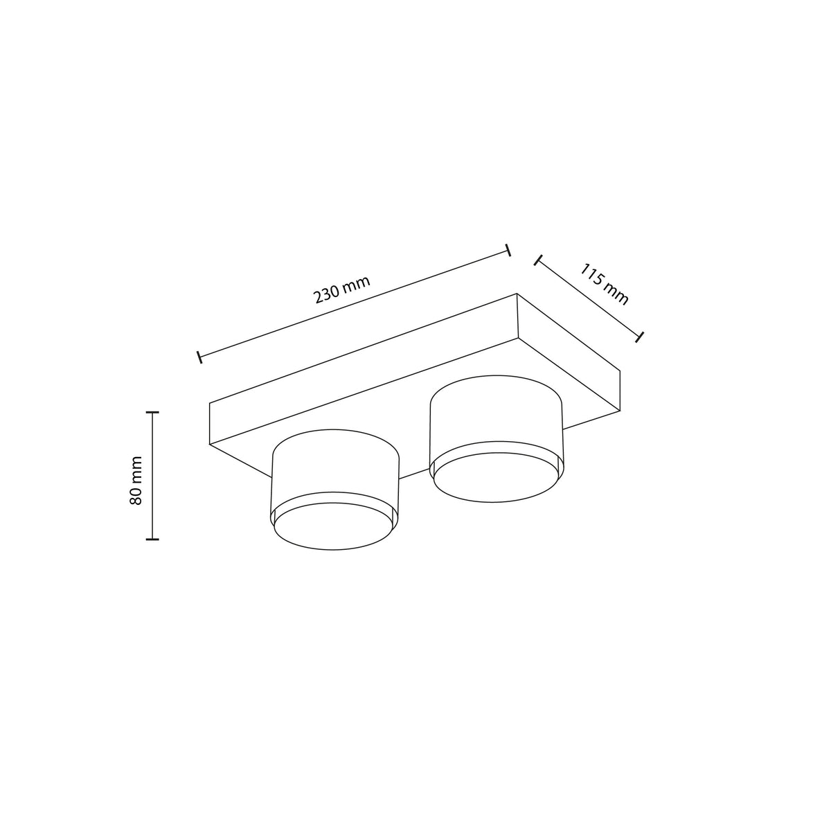 Plafonieră TK Lighting Brix, galben, 2 x GX53, 11289