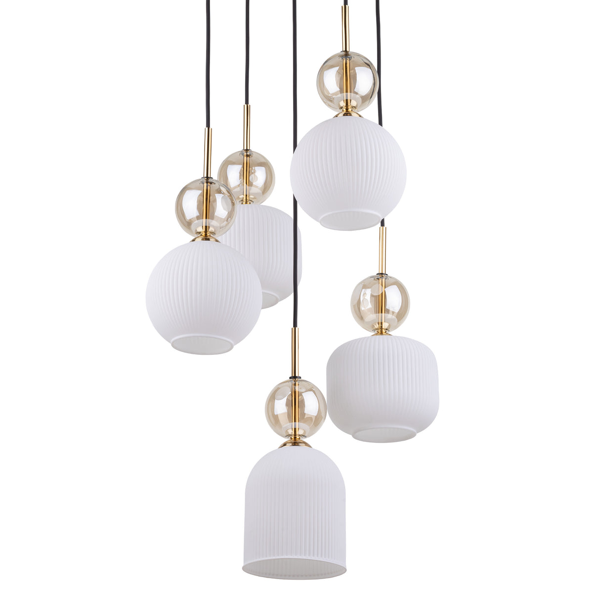 Lustră TK Lighting Sophia, coniac, alb, 5 x E14, 11593