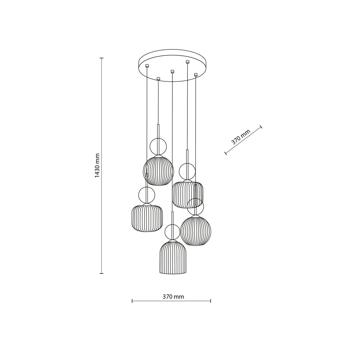 Lustră TK Lighting Sophia, coniac, alb, 5 x E14, 11593
