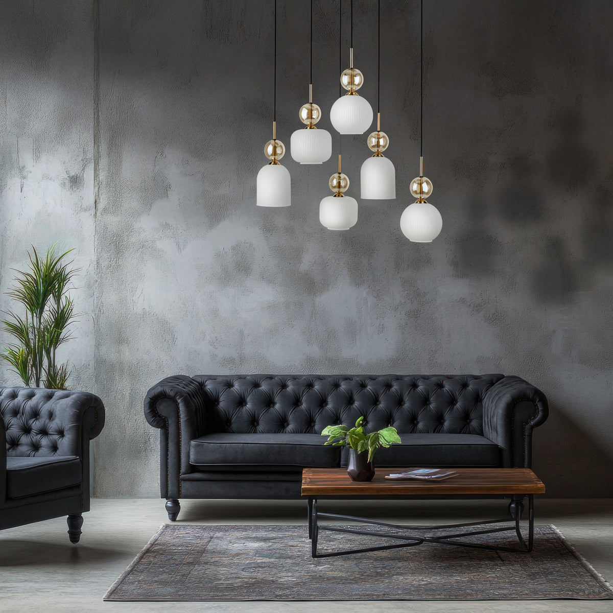 Lustră TK Lighting Sophia, coniac, alb, 6 x E14, 11594