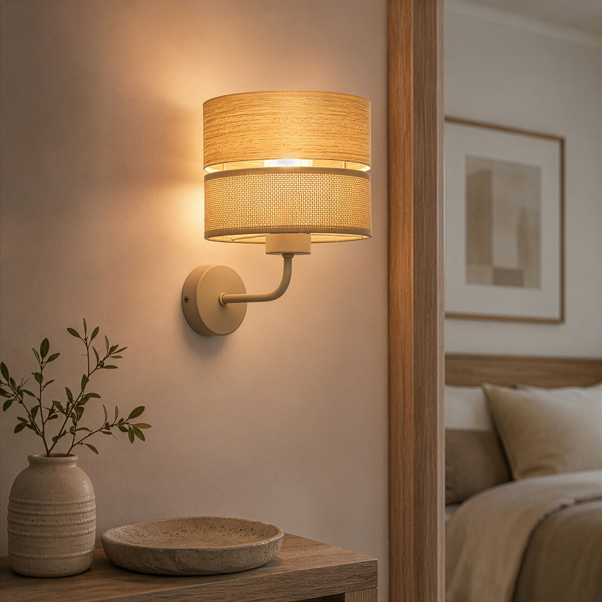Aplică TK Lighting Dorma, lemn, iută, 11788